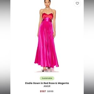 AMUR Elodie Pleated Cut out Gown (Pink and Red) size 6